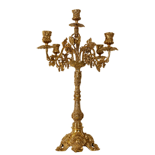 法式复古奢华全铜装饰烛台欧式轻奢别墅客厅餐厅脱蜡铜工艺摆件