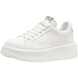 CDF时尚秋季新款百搭真皮高端厚底小白鞋女增高运动休闲板鞋单鞋