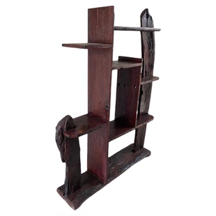 船木博古架实木客厅靠墙储物柜复古做旧展示柜民宿中古风陈列柜