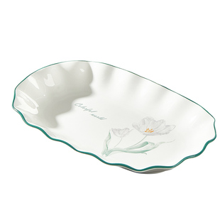 釉下彩鱼盘家用陶瓷餐具高颜值新款小清新釉下彩装鱼盘