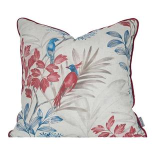 MOOYA琼林红羽 法式红色新中式抱枕高级蓝色靠枕沙发客厅靠垫新款