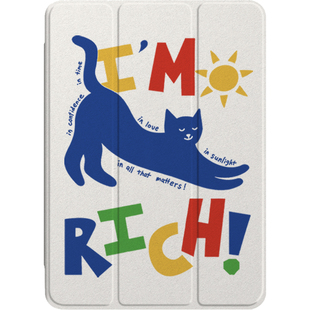 「有钱猫」可爱猫猫创意三折亚克力iPadProM4防弯保护套2024平板电脑带笔槽mini6全包防摔air保护壳13英寸