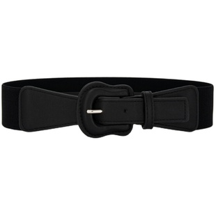 腰带女配裙子装饰松紧腰封羽绒服大衣弹力皮带配饰红色黑色宽新款