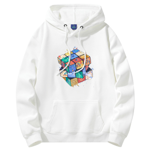 潮牌重磅薄款卫衣男士连帽春秋款休闲宽松大码春装白色初中生外套