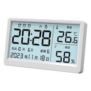 自动夜光温度湿度计精准数字时钟电子表日历时间日期显示室内家用