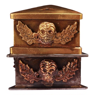 尼泊尔黄铜铁精工金刚撅底座三面普巴金刚杵金刚橛大底座莲花浮雕