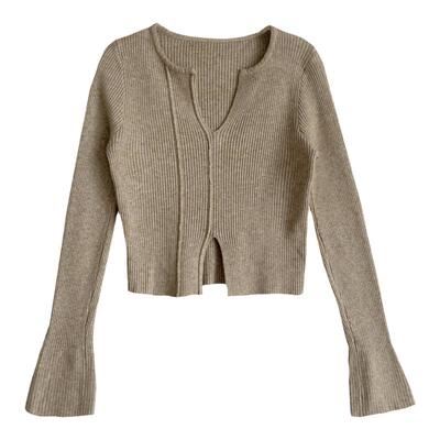 欧货批发上下v开叉拉刺绣毛衣