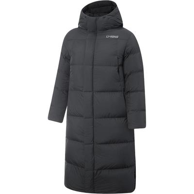 李宁宽松连帽男休闲长羽绒服