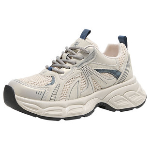 日泰女鞋增高休闲鞋运动鞋透气2025秋季新款厚底百搭轻便老爹鞋女