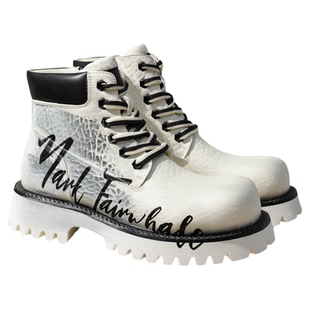 马克华菲马丁靴男款2026新款靴子真皮高帮皮靴厚底增高男士工装靴