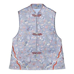 中国丝绸隆鹊【八宝鱼化龙】宋锦非遗高档真丝新中式国风轻奢马甲