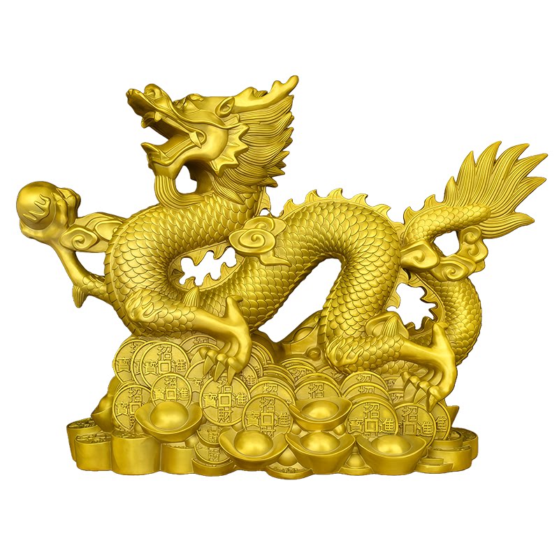 龙摆件吉祥物黄铜大号铜龙多宝龙