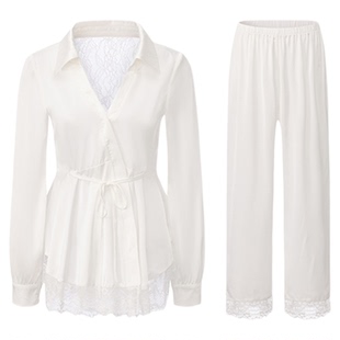 「LA」Jinx·隐欲法则丨边界系列*纯欲性感蕾丝衬衫长袖睡衣套装