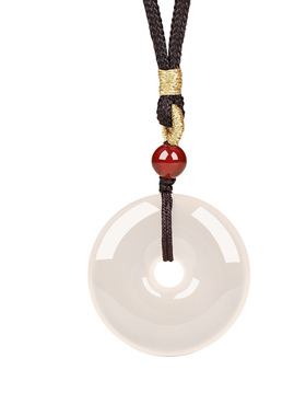 天然黄玛瑙项链男女款平安扣吊坠