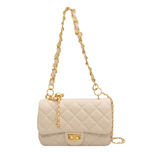 高级感小众菱格链条小金珠斜挎小方包包女春夏2025新款潮单肩女包