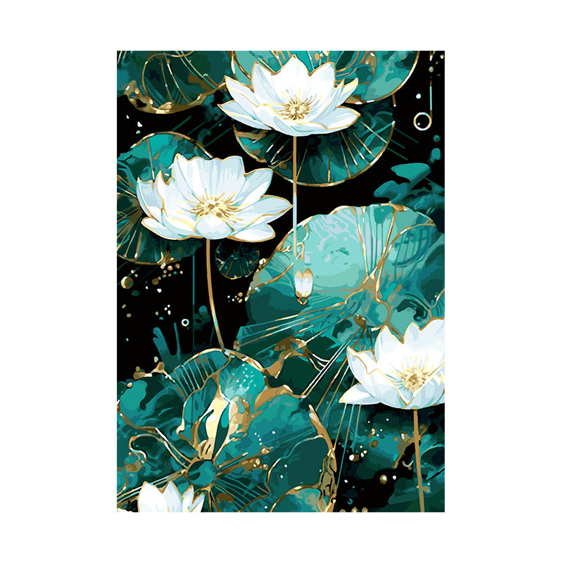 自油自画DIY数字油画步步生莲