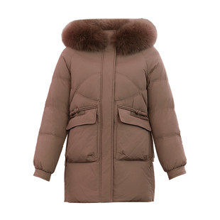 中年妈妈冬装羽绒服女2025新款中长款防寒服中老年女装鸭绒厚外套