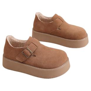 星期六厚底勃肯鞋女鞋秋冬新款复古保暖棉鞋女士一脚蹬防滑豆豆鞋