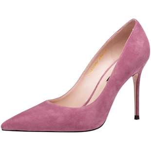 JOOC玖诗当季热卖尖头真皮高跟鞋女鞋细跟单鞋子经典百搭社交