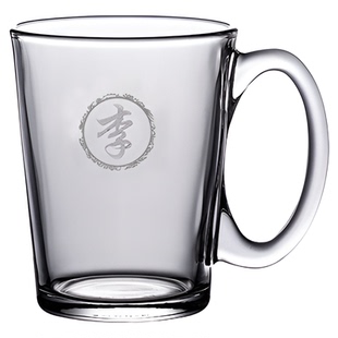 百家姓氏定制玻璃杯家用加厚耐热办公泡茶杯带把喝水杯子-330ml