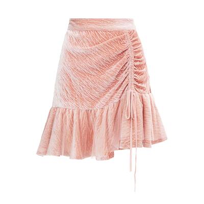 复古半身裙MaxRieny抽褶绒面