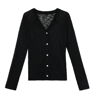 MULVAN 温柔小衫 32支竹节麻轻薄针织开衫女夏季微透防晒空调上衣
