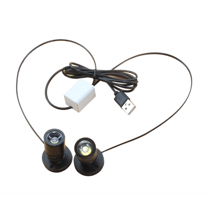 led小射灯移动电源5Vusb接口灯柜台手办模型1W彩色展示中性聚光灯