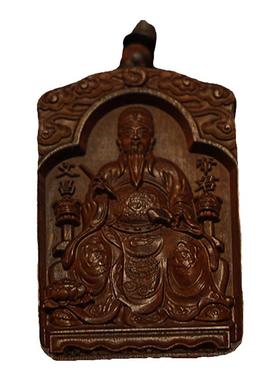 雷击枣木文曲星道家真品饰品吊坠