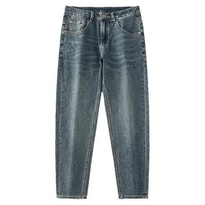 hansca秋季丹宁蓝牛仔裤男直筒潮