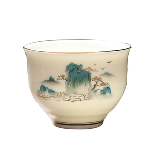 茶杯主人杯功夫单个陶瓷羊脂玉一杯玻璃品茗小杯子专用个人高端品