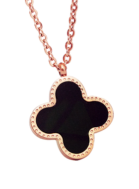 黑色四叶草项链钛钢高级感不掉色