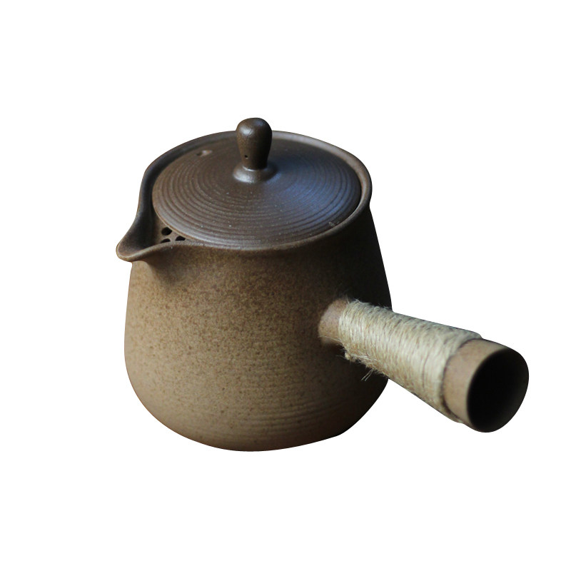 罐罐茶壶烤奶茶壶煮花果茶器带盖大容量侧把壶粗陶煮茶壶围炉煮茶