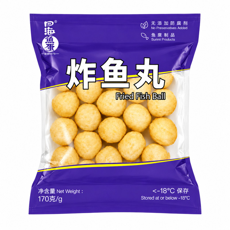 四海鱼蛋炸鱼丸170g火锅丸子烧烤麻辣烫关东煮汤料火锅料炸鱼蛋丸