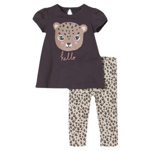 malwee女童纯棉套装童装夏款洋气儿童印花短袖t恤宝宝长裤两件套