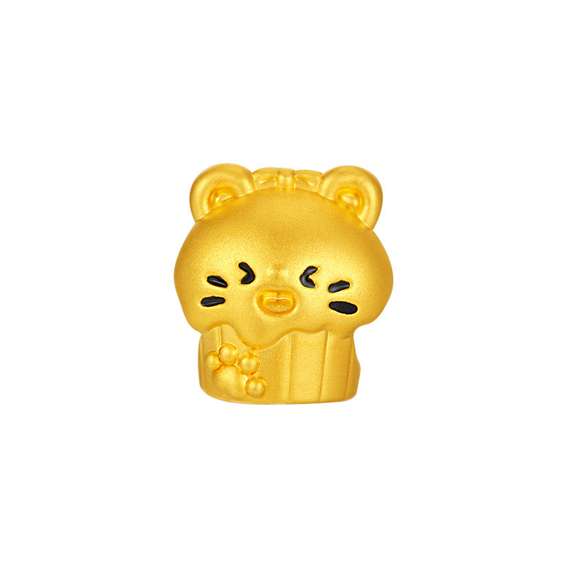 周大生黄金转运珠足金猫咪纸杯蛋糕转运珠送女友老婆妈妈节日礼物
