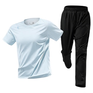 乔丹冰丝运动套装男款2026夏季新款速干短袖长裤两件套跑步运动服