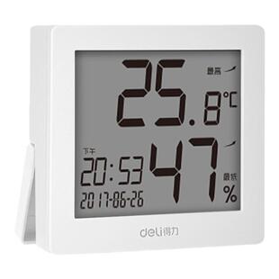 得力电子温度计液晶屏多功能高精准度电子数显干湿婴儿房壁挂式8813