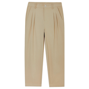 高级感双褶休闲裤男士直筒宽松2024年秋冬季韩版通勤工装锥形裤子