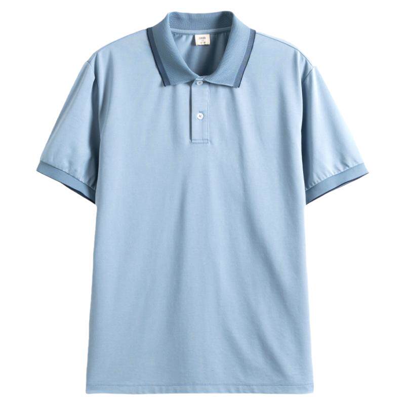 夏装短袖t恤蚕丝混纺夏季衣服中青年商务休闲POLO衫夏季男装上衣