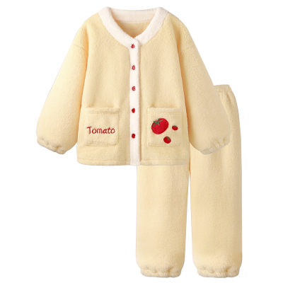 女童睡衣冬季2025新款加厚开衫保暖珊瑚绒女甜美中大童家居服套装