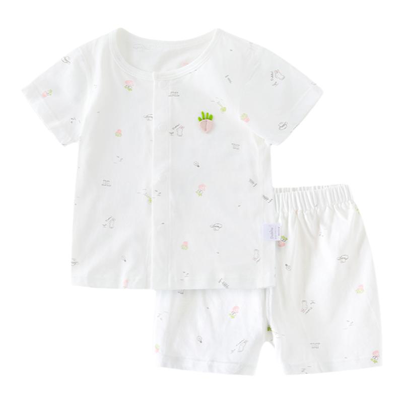 婴幼儿夏季短袖睡衣宝宝空调服套装纯棉男女孩薄款家居服小童开衫