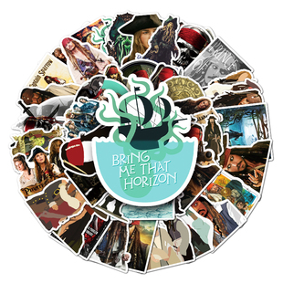 100张加勒比海盗贴纸手提箱电脑手机旅行箱头盔平板装饰约翰尼德普电影人物涂鸦Q版个性创意防水涂鸦DIY贴画