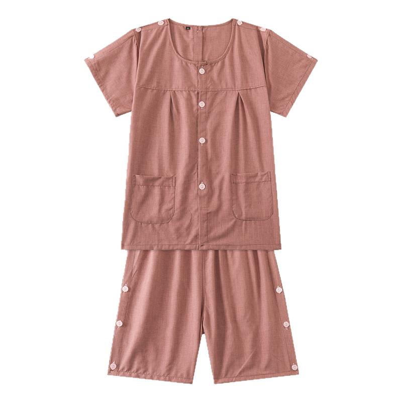 棉质艾灸服前后开扣男女情侣针灸理疗服肩开袖开腿侧开刮痧推油服