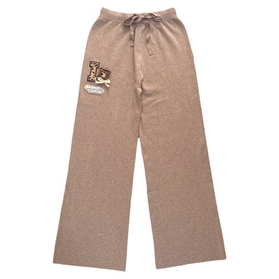 Bronze Lucia暖杏小熊针织阔腿针织裤高腰气质直筒长裤休闲裤冬季