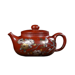 特价回馈国助工吴老师 朱泥大红袍 仿古 金银错洒金 宜兴紫砂壶