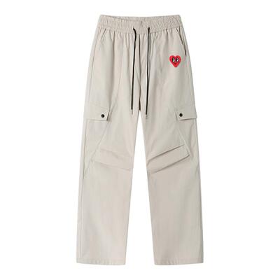 查尔斯桃心美式宽松直筒休闲长裤