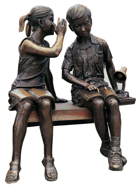 校园读书小孩铜雕户外艺术