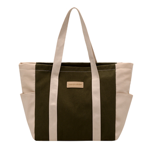 手提帆布包女2025新款大容量韩系慵懒风托特包学生上课手拎单肩包