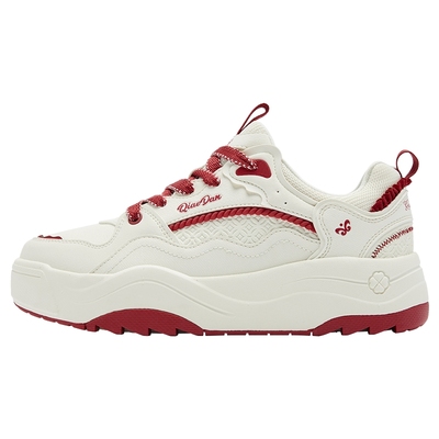 乔丹板鞋红色厚底增高面包鞋女