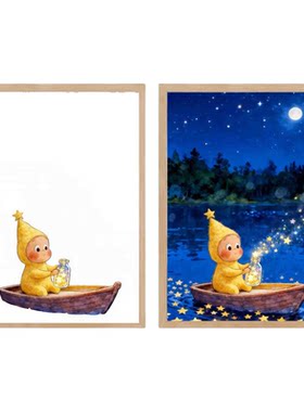 星星人周边镜子灯光画治愈系动漫发光礼物画送朋友卧室音响小夜灯